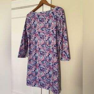 Women's Pink & Blue Printed 3/4-Sleeve Dress